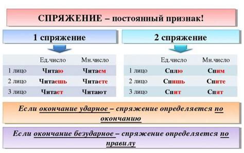 Практические упражнения для освоения спряжения 1 и 2