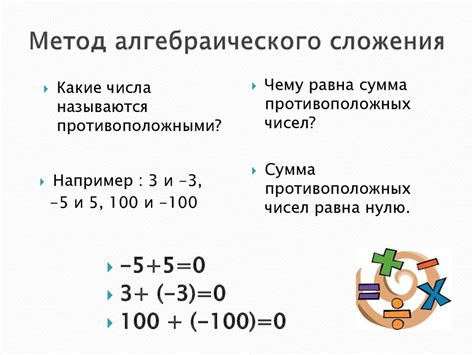 Применение алгебраического сложения в математике