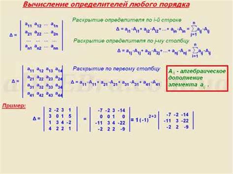 Примеры вычисления определителя матрицы