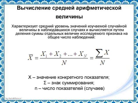 Примеры вычисления среднеарифметического значения