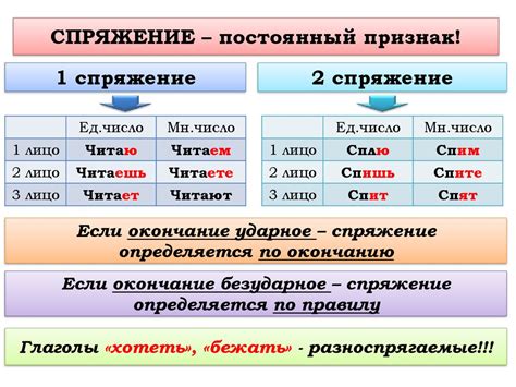 Примеры использования личных окончаний