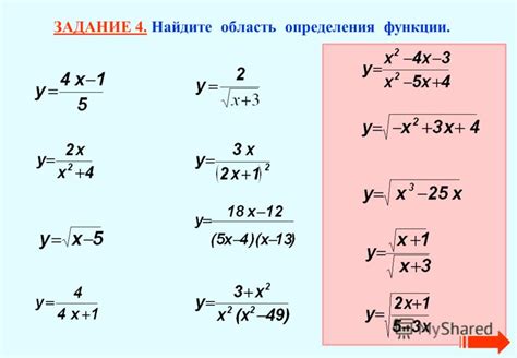 Примеры области определения функции