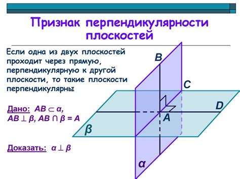 Примеры перпендикулярных плоскостей