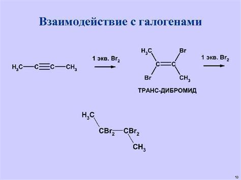 Примеры реакций терминальных алкинов с галогенами