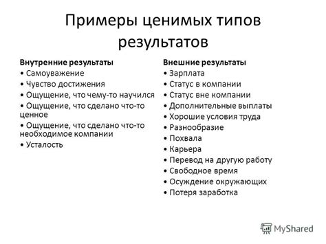 Примеры типов достижения