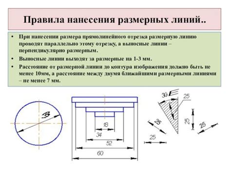 Принципы использования размерных линий