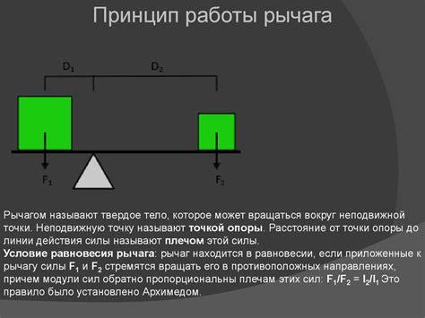 Принцип работы рычага воздействия