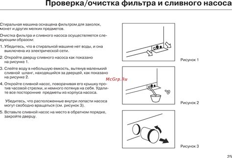 Проверка шлангов канализации и сливного насоса