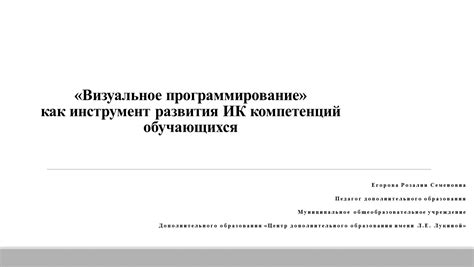 Программирование как инструмент технологического развития