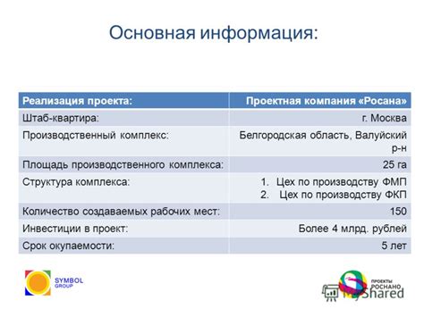 Проектная компания: основная информация