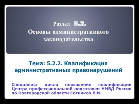 Раздел 5: Правовые основы административного подчинения