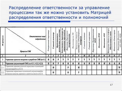 Распределение обязанностей и полномочий