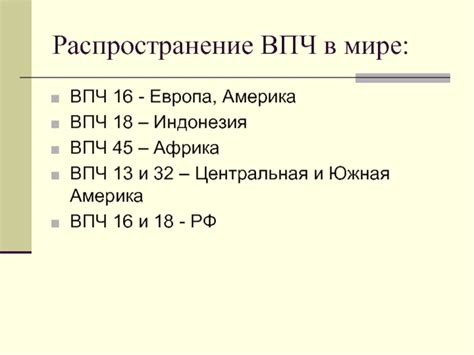 Распространение ВПЧ 16 в женской популяции