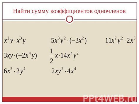 Расширенные методы поиска одночленов в алгебре