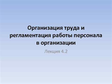 Регламентация и организация рабочего процесса