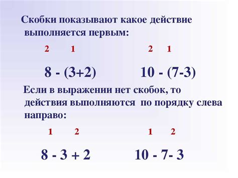 Результаты выполнения математических действий