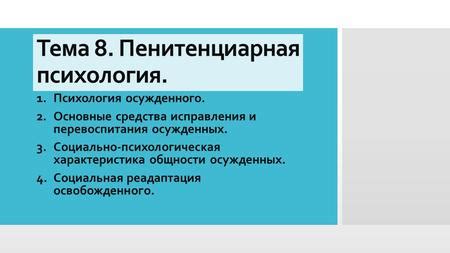 Результаты и влияние исправления осужденного на общество