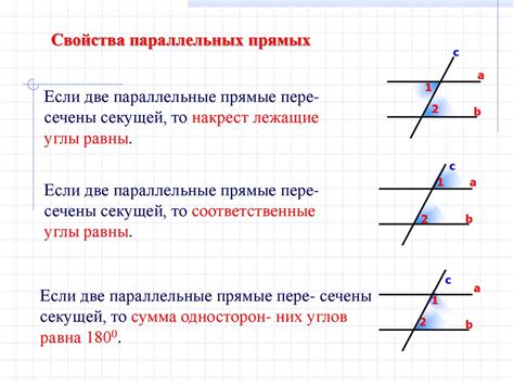 Свойства попарно параллельных прямых: