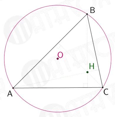 Связь ортоцентра с описанной окружностью в прямоугольном треугольнике