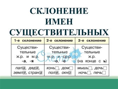 Семантическое значение существительных первого склонения