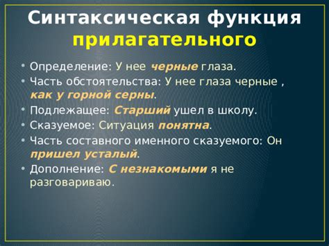 Синтаксические функции сегодняшней части речи