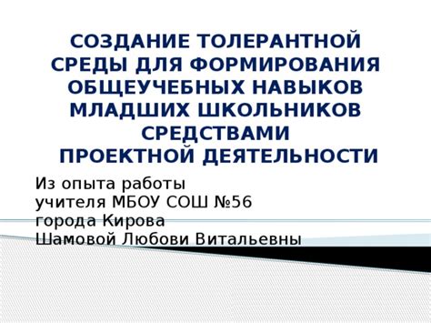 Создание толерантной среды