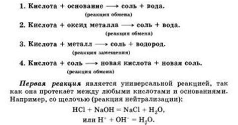 Типичные реакции