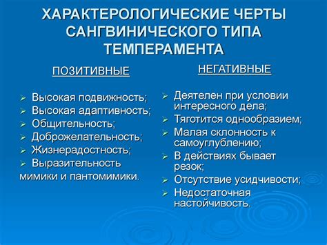 Физиологические особенности сангвинического типа