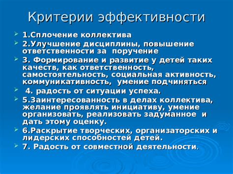 Формирование ответственности и дисциплины