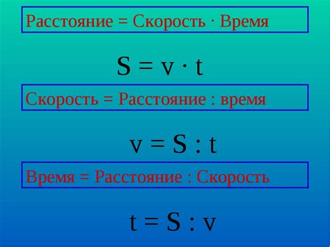 Формула для вычисления скорости