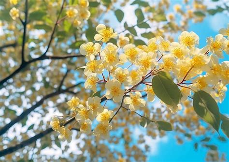 Цветовая палитра на ветвях дерева с черешней