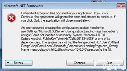 Что такое исключение "unhandled exception has occurred in your application"?