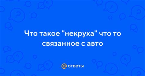 Что такое некруха?