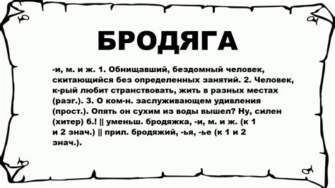 Что такое понятие "бродяга"?