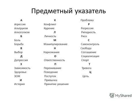 Что такое предметный указатель?