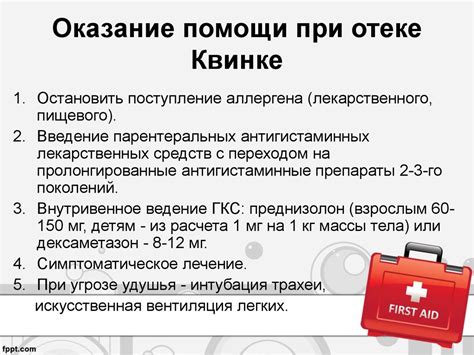 Экстренные меры помощи при отеке Квинке